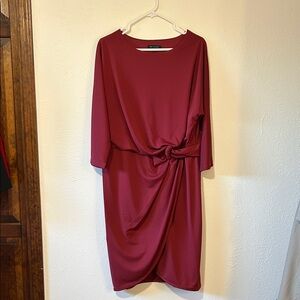 H by Halston Rich Red Long Sleeve Dress